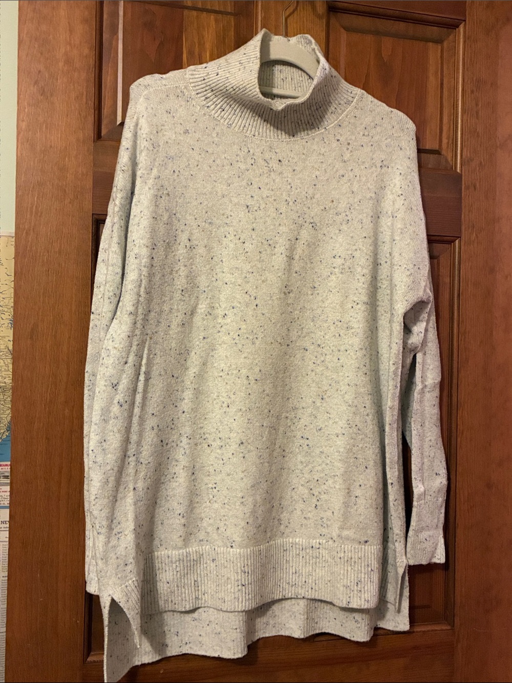 Cozy Off-White Speckled Turtleneck Sweater
